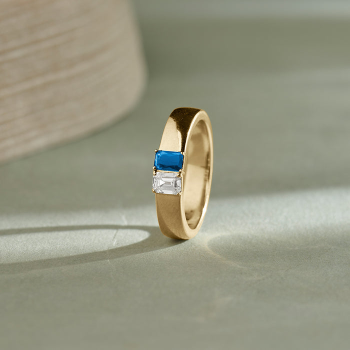 Created Sapphire And Parallel Diamond Band