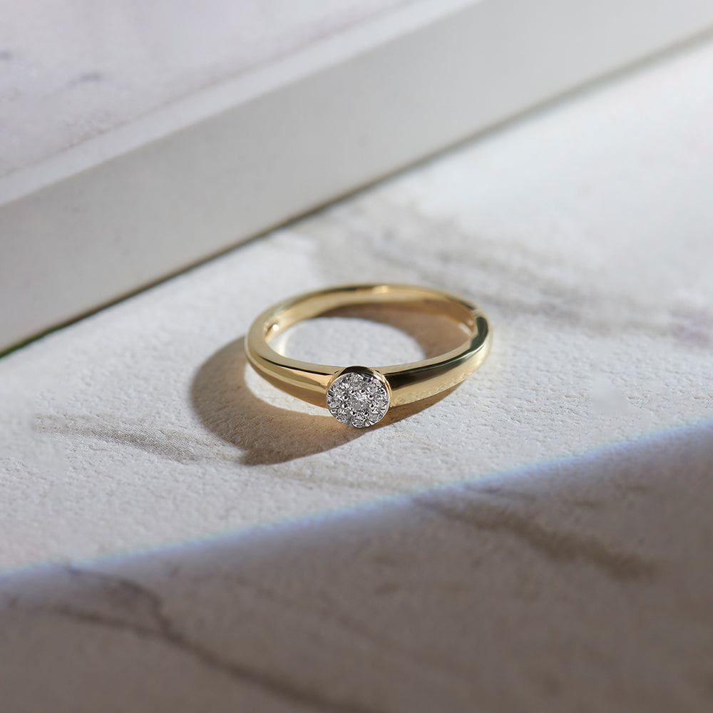 Round Diamond Ring, 14K Solid Gold, 1/10 ct Lab Grown Diamond-1