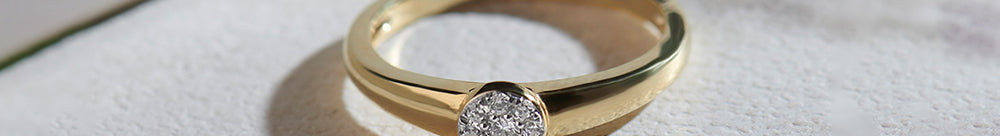 Round Diamond Ring, 14K Solid Gold, 1/10 ct Lab Grown Diamond-1