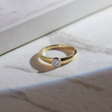Round Diamond Ring, 14K Gold Vermeil, 1/10 ct Lab Grown Diamond-1