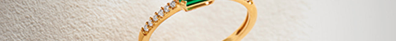 Created Emerald Diamond Ring, 14K Solid Gold, 1/20 ct Lab Grown Diamond-1