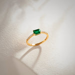 Created Emerald Diamond Ring, 14K Solid Gold, 1/20 ct Lab Grown Diamond-1