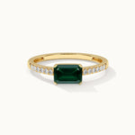 Created Emerald Diamond Ring, 14K Solid Gold, 1/20 ct Lab Grown Diamond-3