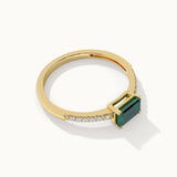 Created Emerald Diamond Ring, 14K Gold Vermeil, 1/20 ct Lab Grown Diamond-7