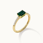 Created Emerald Diamond Ring, 14K Gold Vermeil, 1/20 ct Lab Grown Diamond-8