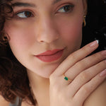 Created Emerald Diamond Ring, 14K Solid Gold, 1/20 ct Lab Grown Diamond-5