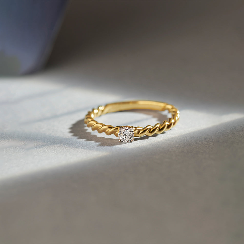 Twisted Diamond Ring, 14K Gold Vermeil, 1/5 ct Lab Grown Diamond-1