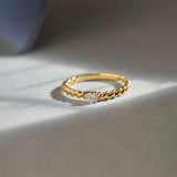 Twisted Diamond Ring, 14K Gold Vermeil, 1/5 ct Lab Grown Diamond-1