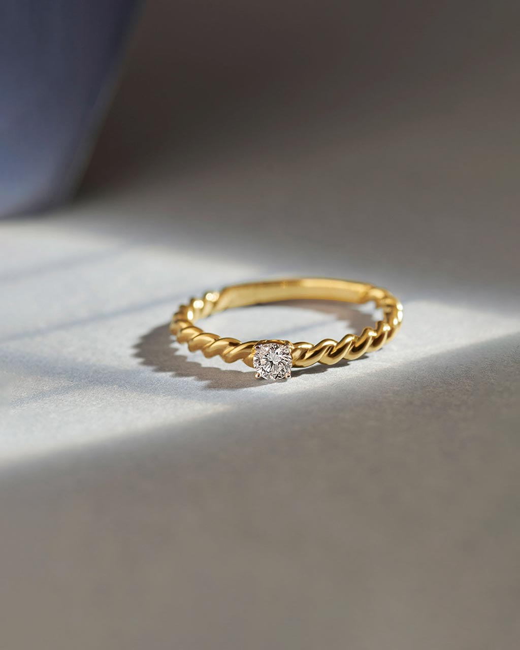 Twisted Diamond Ring, 14K Solid Gold, 1/5 ct Lab Grown Diamond-6