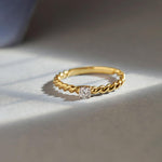 Twisted Diamond Ring, 14K Solid Gold, 1/5 ct Lab Grown Diamond-6