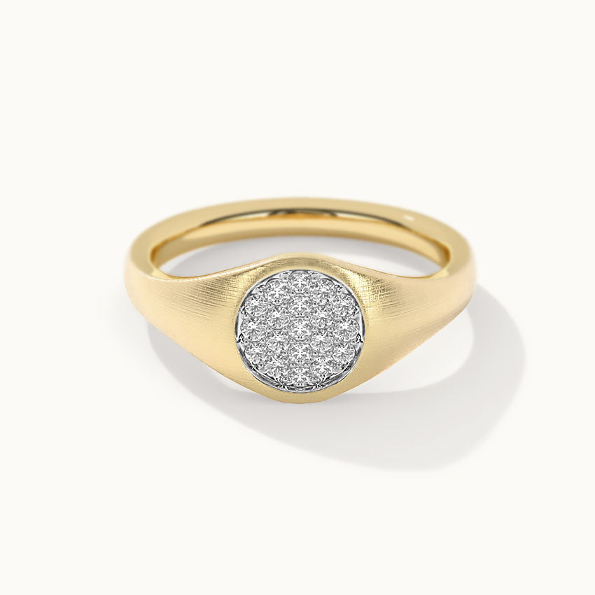 Cluster Diamond Signet Ring, 14K Solid Gold, 1/5 ct Lab Grown Diamond-3