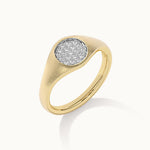 Cluster Diamond Signet Ring, 14K Solid Gold, 1/5 ct Lab Grown Diamond-7