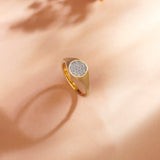 Cluster Diamond Signet Ring, 14K Solid Gold, 1/5 ct Lab Grown Diamond-1