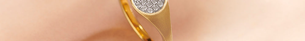 Cluster Diamond Signet Ring, 14K Gold Vermeil, 1/5 ct Lab Grown Diamond-1