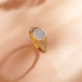 Cluster Diamond Signet Ring, 14K Gold Vermeil, 1/5 ct Lab Grown Diamond-5