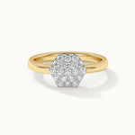 Hexagon Cluster Diamond Ring, 14K Solid Gold, 1/4 ct Lab Grown Diamond-3