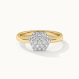 Hexagon Cluster Diamond Ring, 14K Solid Gold, 1/4 ct Lab Grown Diamond-3