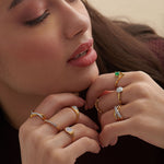 Hexagon Cluster Diamond Ring, 14K Gold Vermeil, 1/4 ct Lab Grown Diamond-2