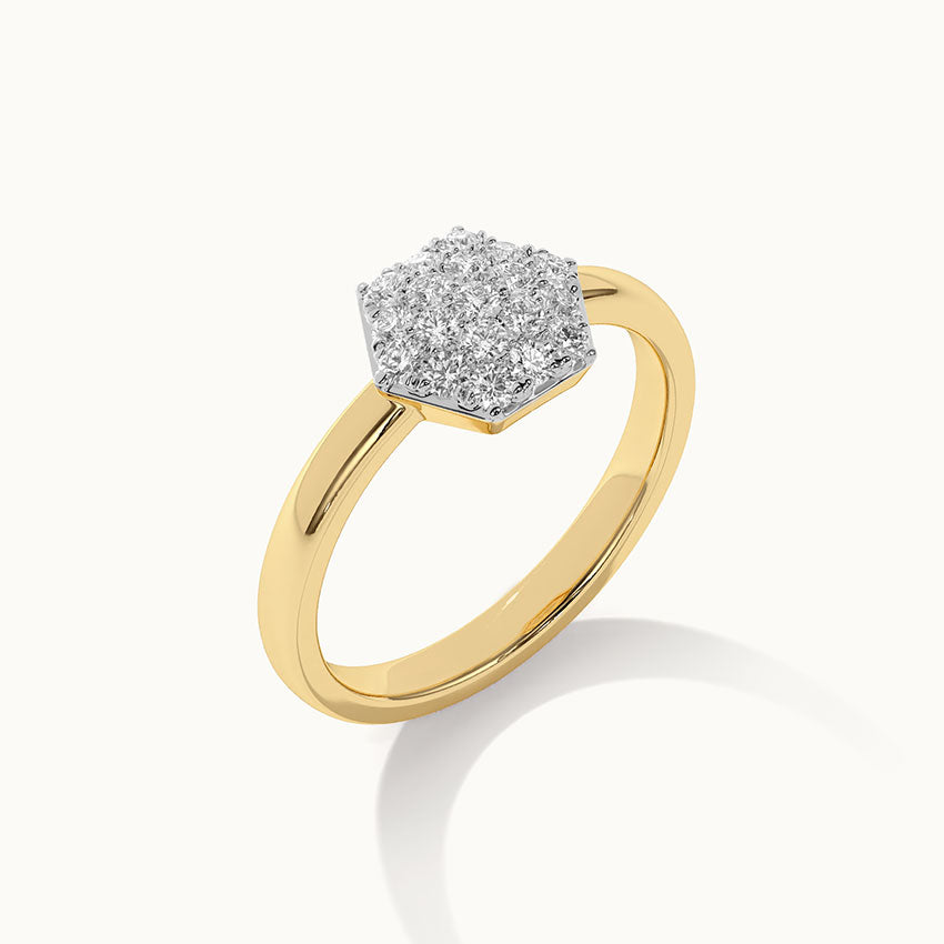 Hexagon Cluster Diamond Ring, 14K Solid Gold, 1/4 ct Lab Grown Diamond-6