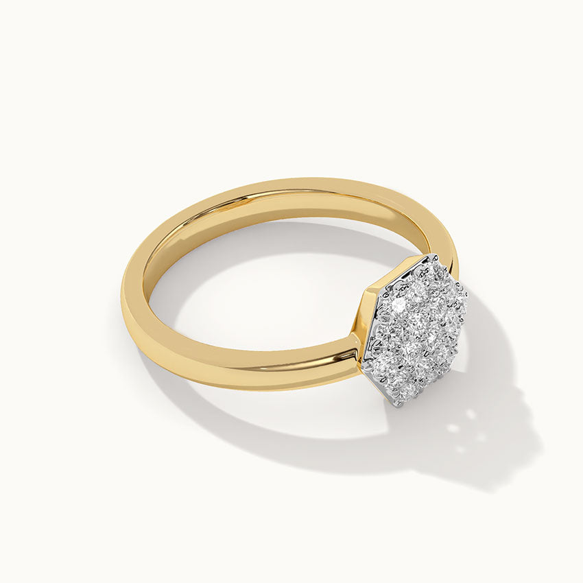 Hexagon Cluster Diamond Ring, 14K Gold Vermeil, 1/4 ct Lab Grown Diamond-7