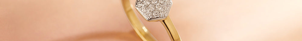 Hexagon Cluster Diamond Ring, 14K Gold Vermeil, 1/4 ct Lab Grown Diamond-1