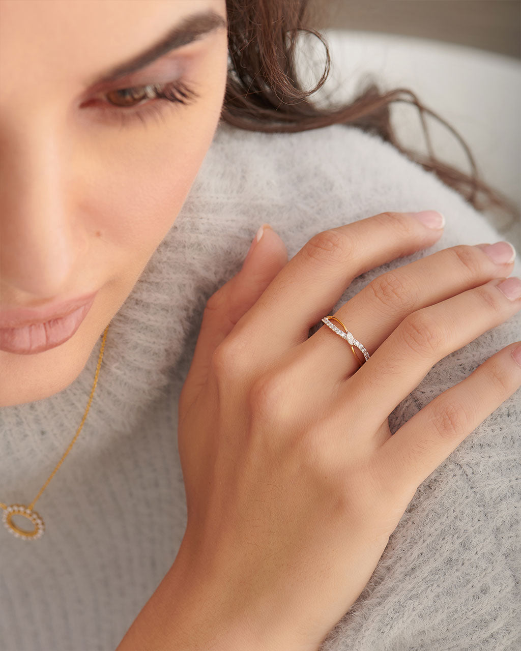 Marquise Diamond Infinity Ring, 14K Gold Vermeil, 1/4 ct Lab Grown Diamond-5