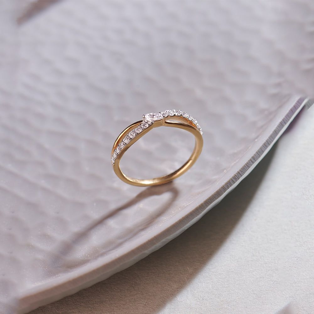 Marquise Diamond Infinity Ring, 14K Gold Vermeil, 1/4 ct Lab Grown Diamond-1