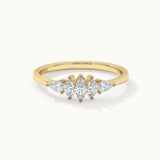 Five Stone Marquise & Pear Diamond Ring, 14K Solid Gold, 1/2 ct Lab Grown Diamond-3