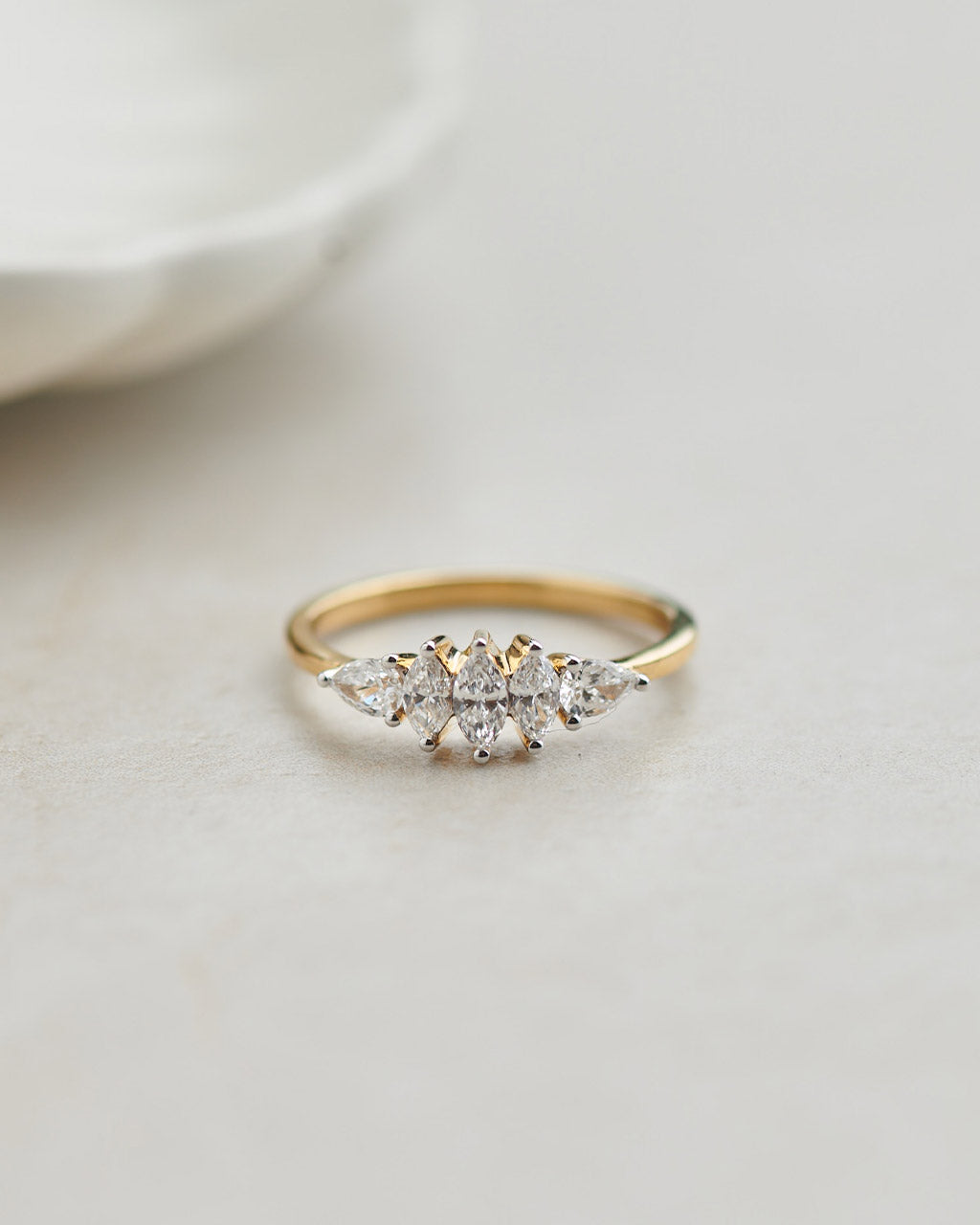 Five Stone Marquise & Pear Diamond Ring, 14K Solid Gold, 1/2 ct Lab Grown Diamond-6