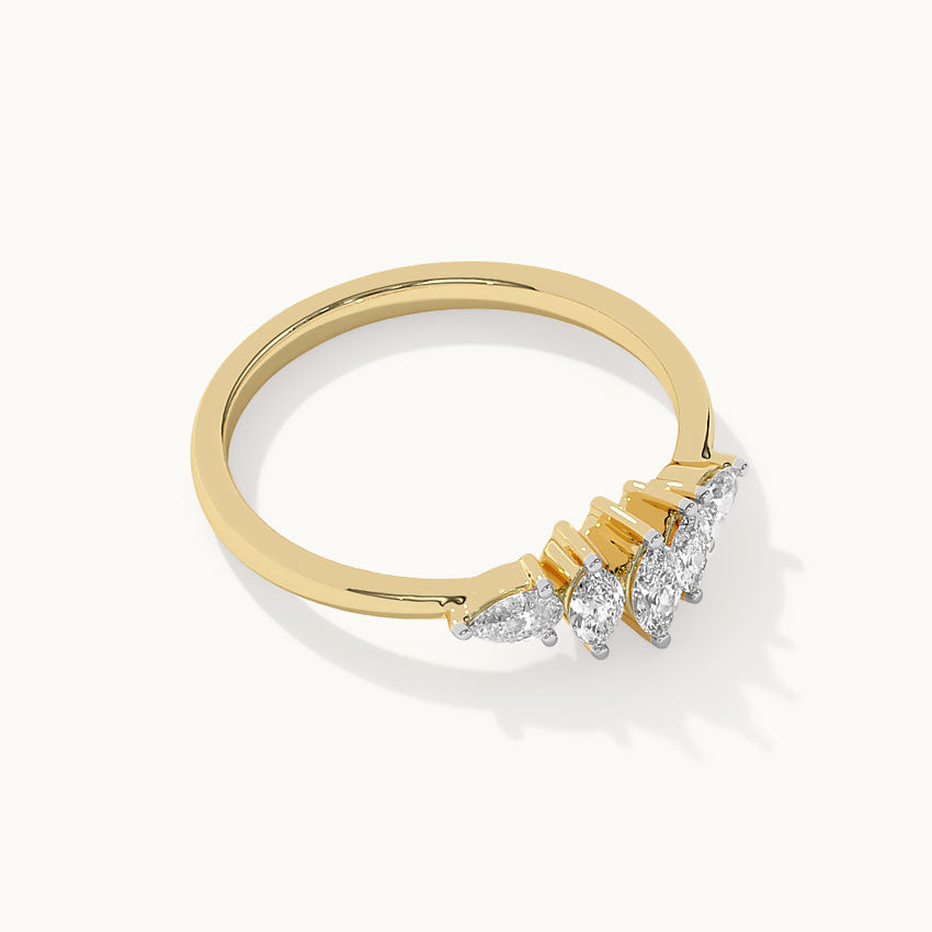 Five Stone Marquise & Pear Diamond Ring, 14K Solid Gold, 1/2 ct Lab Grown Diamond-8