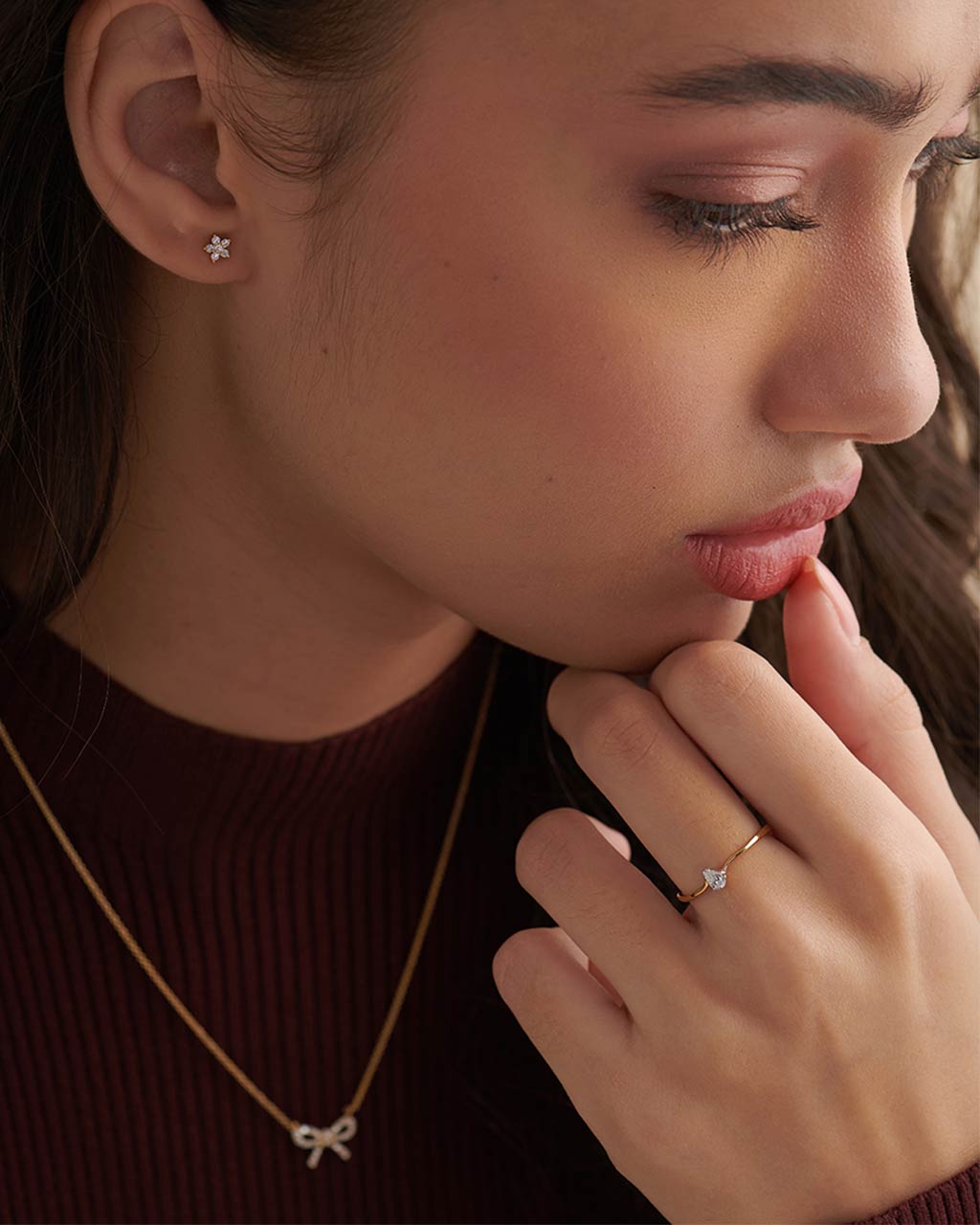Classic Pear Diamond Ring, 14K Solid Gold, 1/6 ct Lab Grown Diamond-5