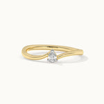 Classic Pear Diamond Ring, 14K Solid Gold, 1/6 ct Lab Grown Diamond-3