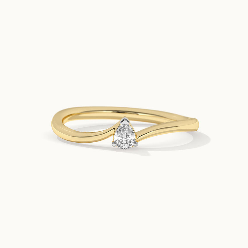 Classic Pear Diamond Ring, 14K Solid Gold, 1/6 ct Lab Grown Diamond-3
