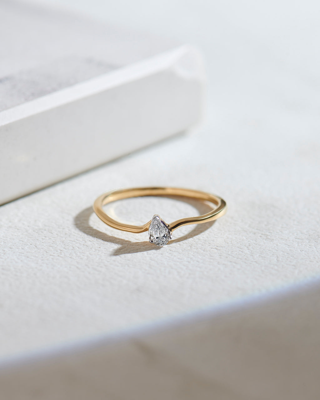 Classic Pear Diamond Ring, 14K Gold Vermeil, 1/6 ct Lab Grown Diamond-6