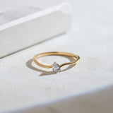 Classic Pear Diamond Ring, 14K Solid Gold, 1/6 ct Lab Grown Diamond-6