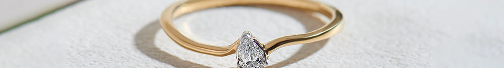 Classic Pear Diamond Ring, 14K Solid Gold, 1/6 ct Lab Grown Diamond-1