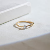 Classic Pear Diamond Ring, 14K Solid Gold, 1/6 ct Lab Grown Diamond-1