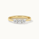 Three Stone Diamond Ring, 14K Gold Vermeil, 5/8 ct Lab Grown Diamond-3