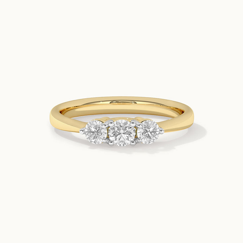 Three Stone Diamond Ring, 14K Gold Vermeil, 5/8 ct Lab Grown Diamond-3