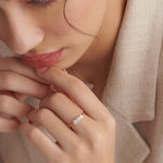 Three Stone Diamond Ring, 14K Gold Vermeil, 5/8 ct Lab Grown Diamond-5