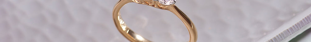 Three Stone Diamond Ring, 14K Gold Vermeil, 5/8 ct Lab Grown Diamond-1