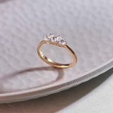 Three Stone Diamond Ring, 14K Solid Gold, 5/8 ct Lab Grown Diamond-6