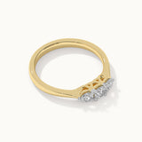 Three Stone Diamond Ring, 14K Gold Vermeil, 5/8 ct Lab Grown Diamond-8