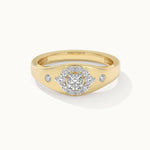 Modern Diamond Signet Ring, 14K Solid Gold, 1/2 ct Lab Grown Diamond-3
