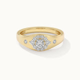 Modern Diamond Signet Ring, 14K Solid Gold, 1/2 ct Lab Grown Diamond-3