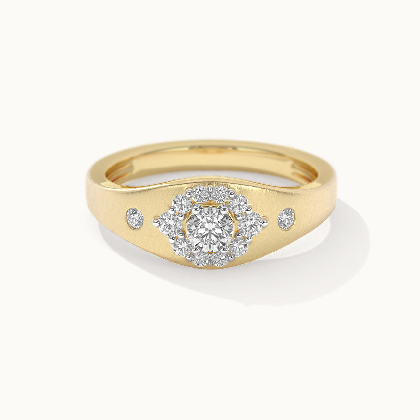 Modern Diamond Signet Ring, 14K Solid Gold, 1/2 ct Lab Grown Diamond-3