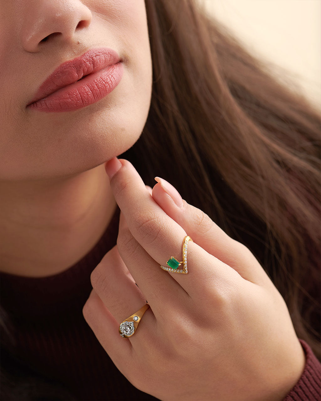 Modern Diamond Signet Ring, 14K Gold Vermeil, 1/2 ct Lab Grown Diamond-2