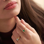 Modern Diamond Signet Ring, 14K Gold Vermeil, 1/2 ct Lab Grown Diamond-2