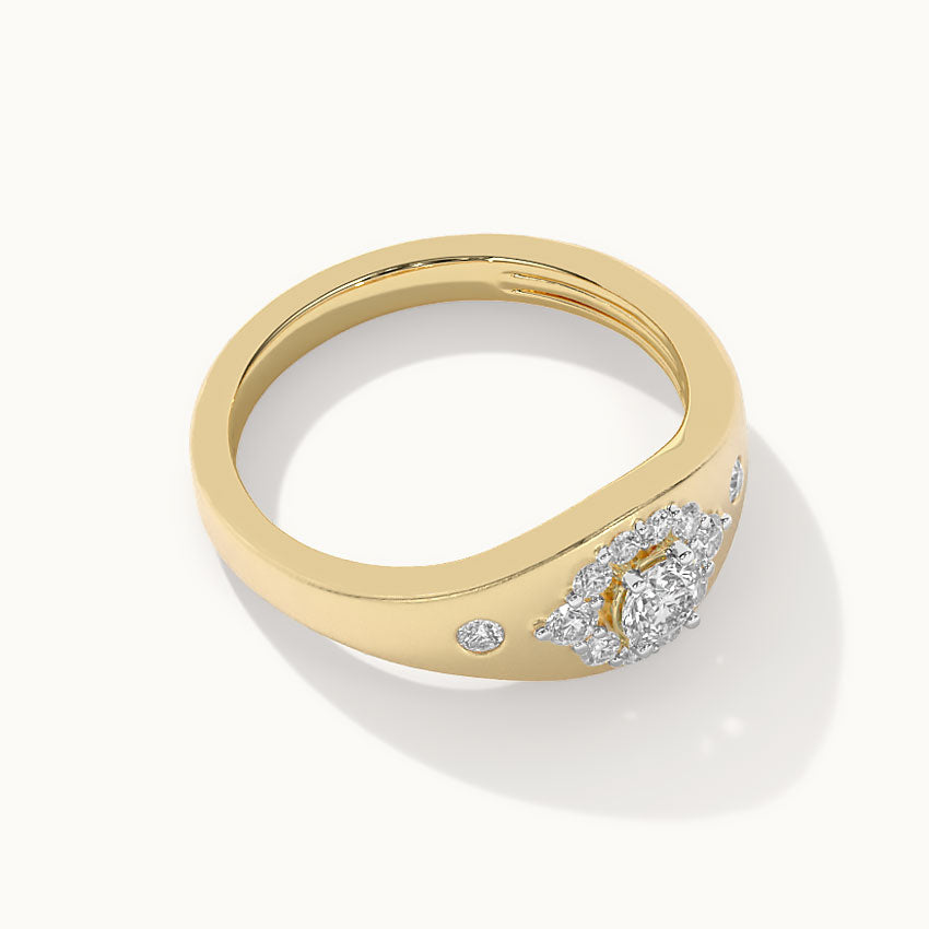 Modern Diamond Signet Ring, 14K Gold Vermeil, 1/2 ct Lab Grown Diamond-7