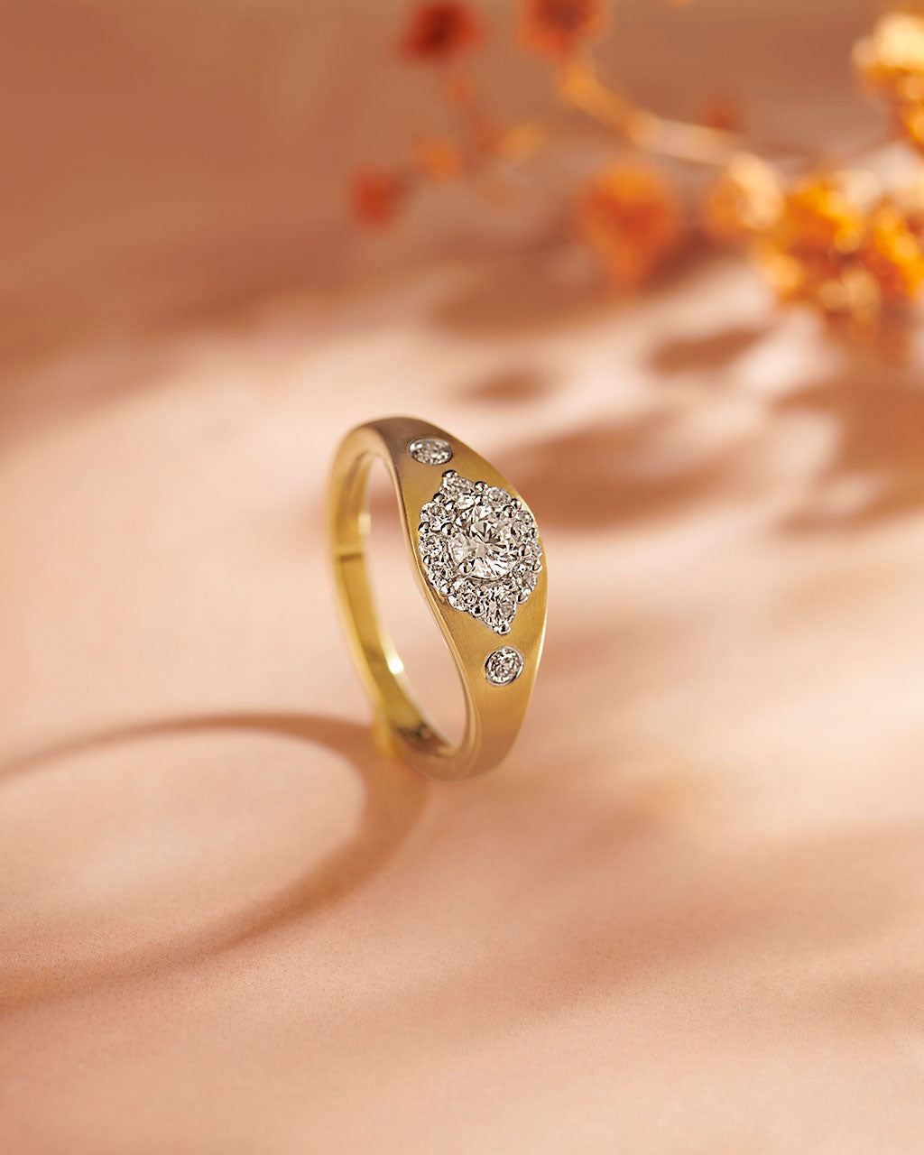 Modern Diamond Signet Ring, 14K Solid Gold, 1/2 ct Lab Grown Diamond-5